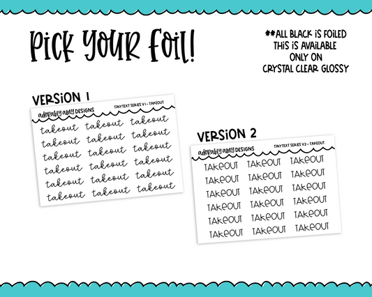 Foiled Tiny Text Series - Takeout Checklist Size Planner Stickers for any Planner or Insert