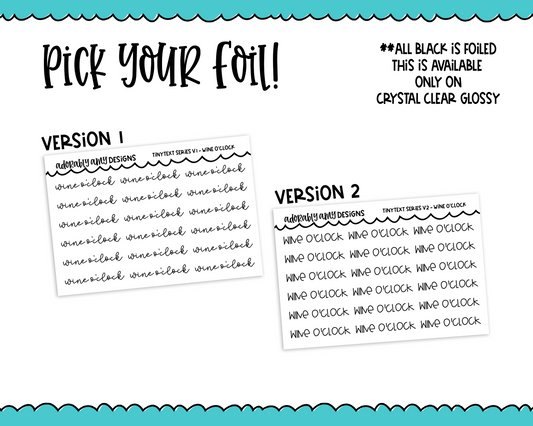Foiled Tiny Text Series - Wine O'Clock Checklist Size Planner Stickers for any Planner or Insert
