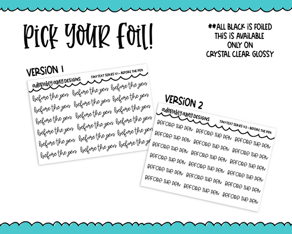 Foiled Tiny Text Series - Before the Pen Checklist Size Planner Stickers for any Planner or Insert