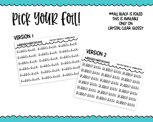 Foiled Tiny Text Series -  Bubble Bath Checklist Size Planner Stickers for any Planner or Insert
