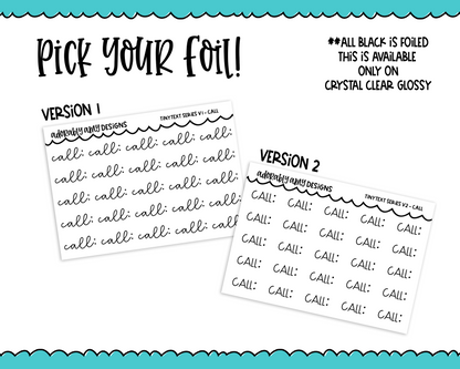 Foiled Tiny Text Series - Call Checklist Size Planner Stickers for any Planner or Insert