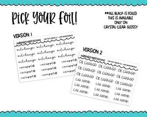 Foiled Tiny Text Series - Car Maintenance Checklist Size Planner Stickers for any Planner or Insert