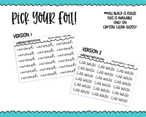 Foiled Tiny Text Series - Car Wash Checklist Size Planner Stickers for any Planner or Insert
