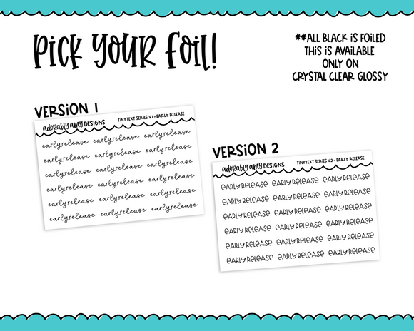Foiled Tiny Text Series - Early Release Checklist Size Planner Stickers for any Planner or Insert