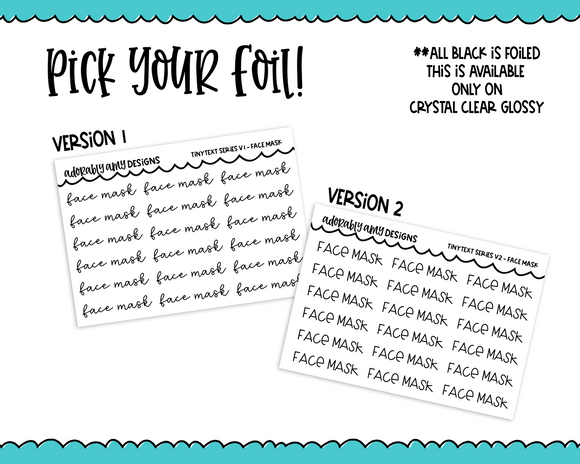 Foiled Tiny Text Series - Face Mask Checklist Size Planner Stickers for any Planner or Insert