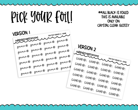 Foiled Tiny Text Series -  Game Checklist Size Planner Stickers for any Planner or Insert