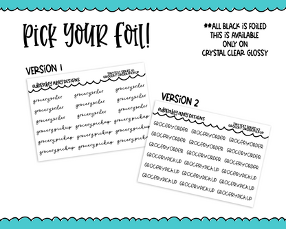 Foiled Tiny Text Series - Grocery Order/Pickup Checklist Size Planner Stickers for any Planner or Insert