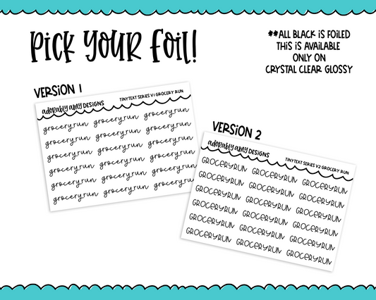 Foiled Tiny Text Series - Grocery Run Checklist Size Planner Stickers for any Planner or Insert