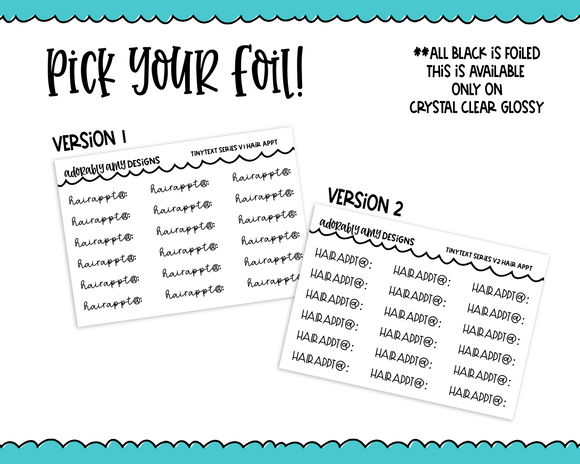 Foiled Tiny Text Series - Hair Appointment Checklist Size Planner Stickers for any Planner or Insert
