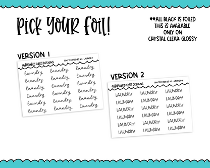 Foiled Tiny Text Series - Laundry Checklist Size Planner Stickers for any Planner or Insert