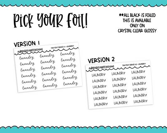 Foiled Tiny Text Series - Laundry Checklist Size Planner Stickers for any Planner or Insert