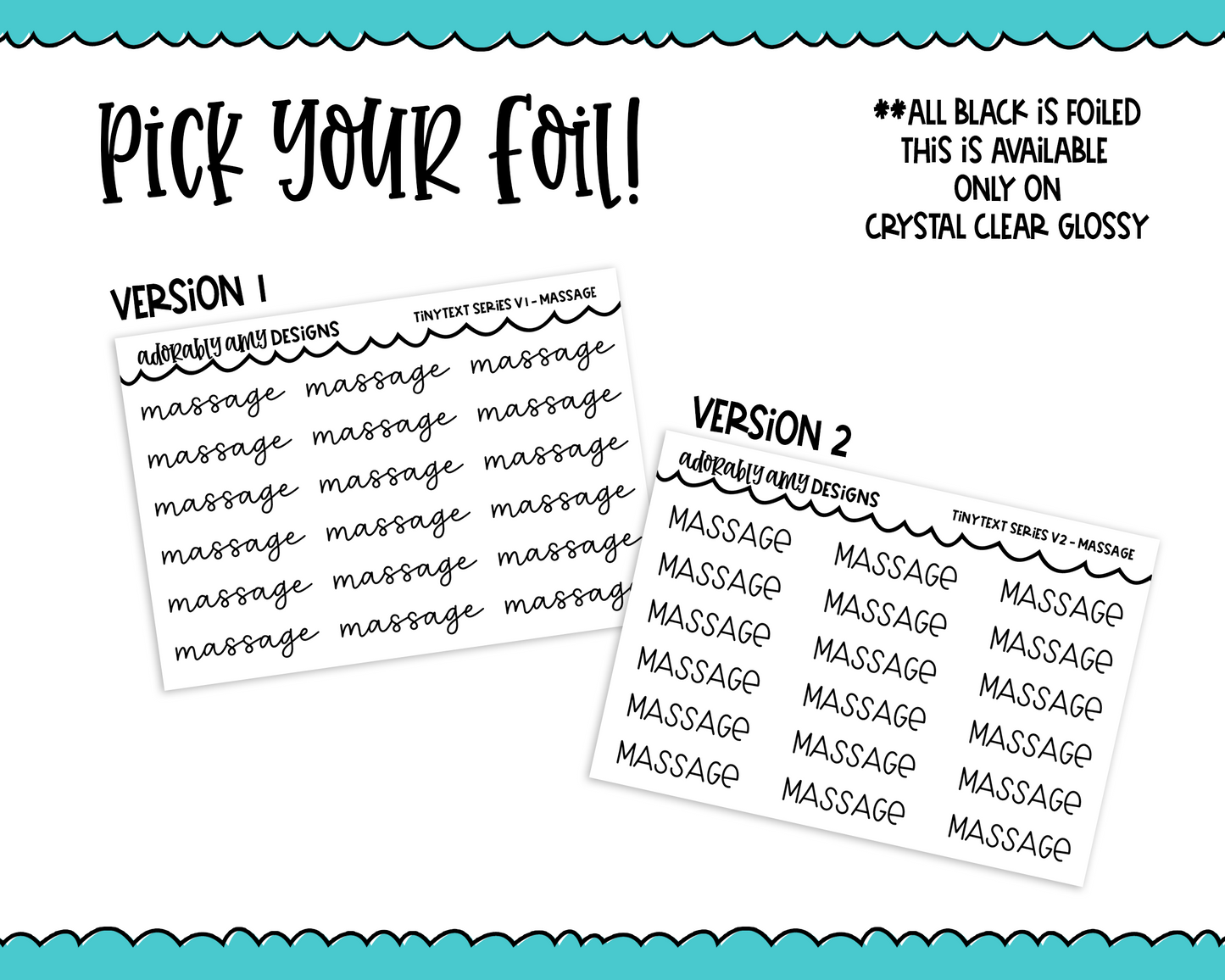 Foiled Tiny Text Series - Massage Checklist Size Planner Stickers for any Planner or Insert