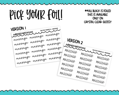 Foiled Tiny Text Series - Massage Checklist Size Planner Stickers for any Planner or Insert