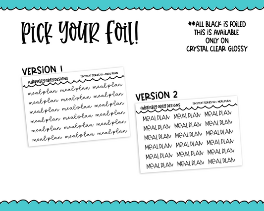 Foiled Tiny Text Series - Meal Plan Checklist Size Planner Stickers for any Planner or Insert