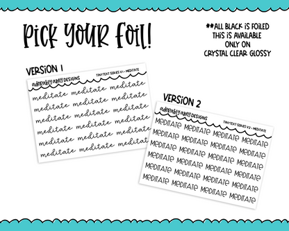 Foiled Tiny Text Series - Meditate Checklist Size Planner Stickers for any Planner or Insert