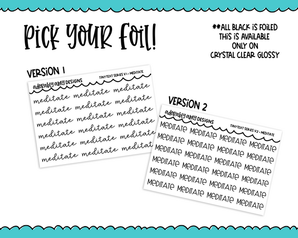 Foiled Tiny Text Series -   Meditate Checklist Size Planner Stickers for any Planner or Insert