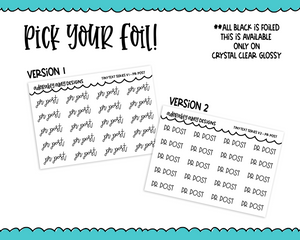 Foiled Tiny Text Series - PR Post Checklist Size Planner Stickers for any Planner or Insert