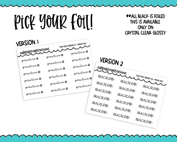 Foiled Tiny Text Series -  Practice Checklist Size Planner Stickers for any Planner or Insert