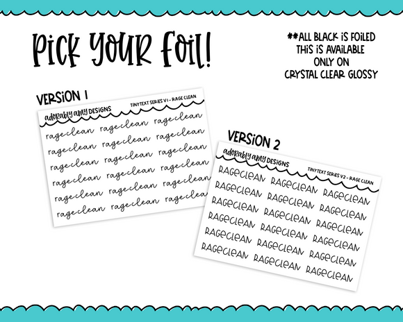 Foiled Tiny Text Series -  Rage Clean Checklist Size Planner Stickers for any Planner or Insert