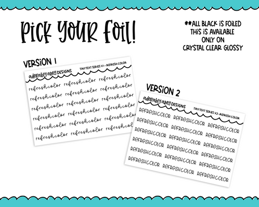 Foiled Tiny Text Series - Refresh Color Checklist Size Planner Stickers for any Planner or Insert