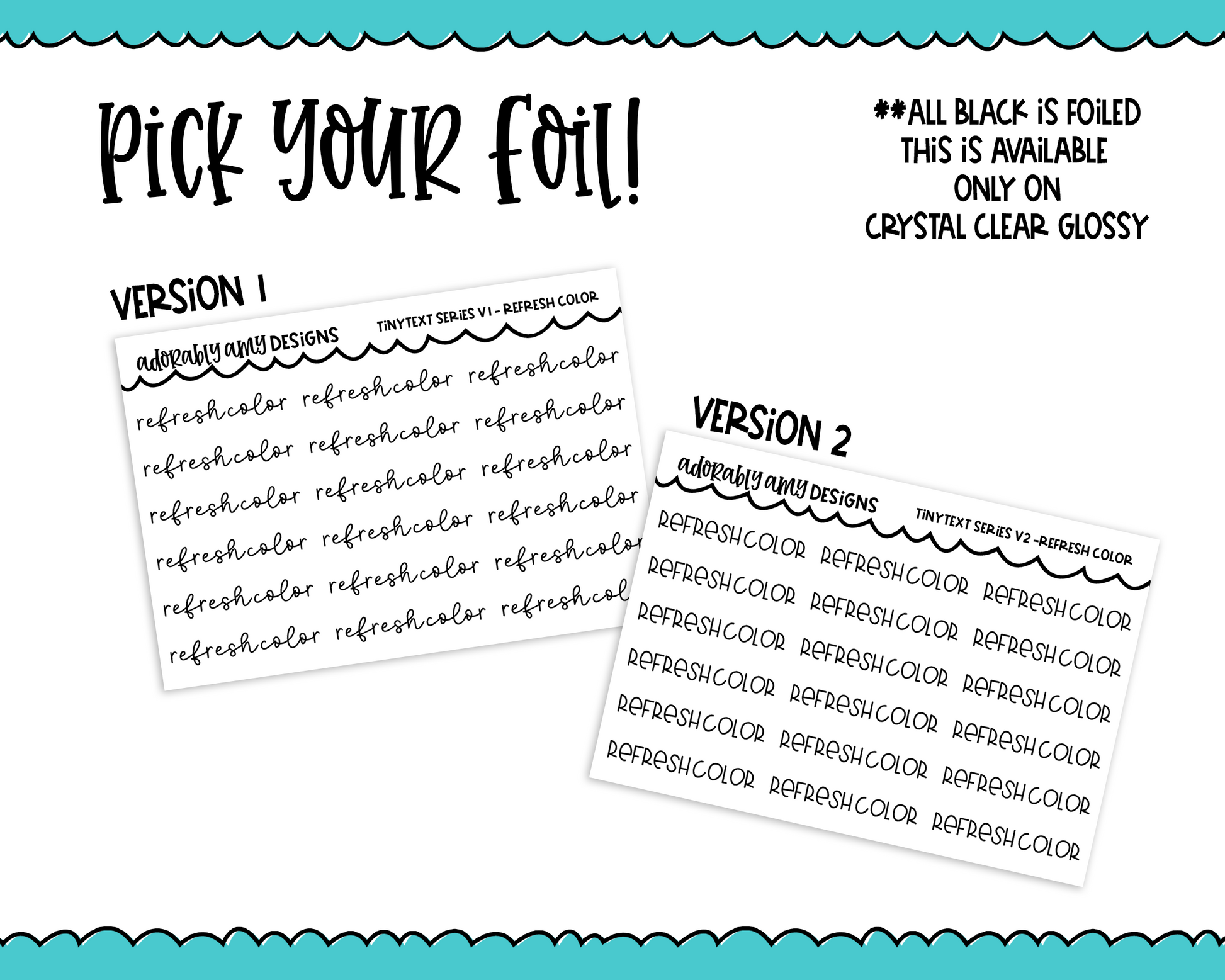 Foiled Tiny Text Series - Refresh Color Checklist Size Planner Stickers for any Planner or Insert - Adorably Amy Designs