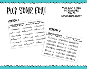 Foiled Tiny Text Series -  Rehearsal Checklist Size Planner Stickers for any Planner or Insert