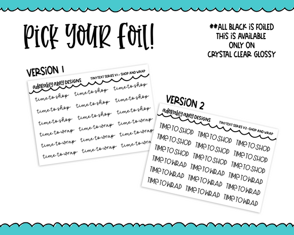 Foiled Tiny Text Series - Shop & Wrap Checklist Size Planner Stickers for any Planner or Insert