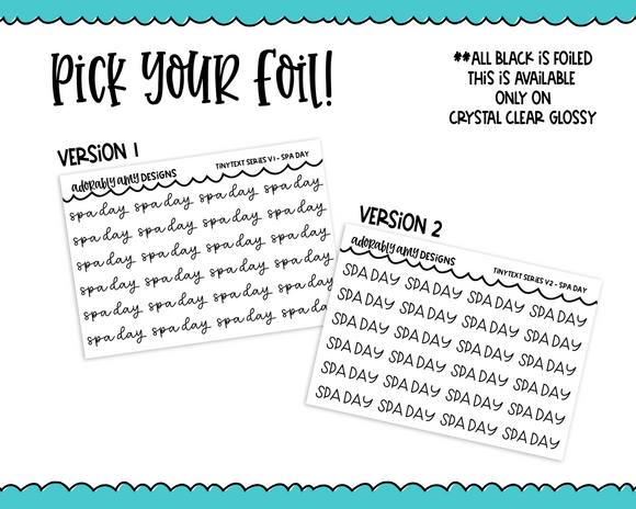Foiled Tiny Text Series -  Spa Day Checklist Size Planner Stickers for any Planner or Insert