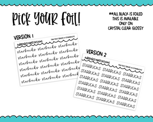 Foiled Tiny Text Series - Starbucks Checklist Size Planner Stickers for any Planner or Insert