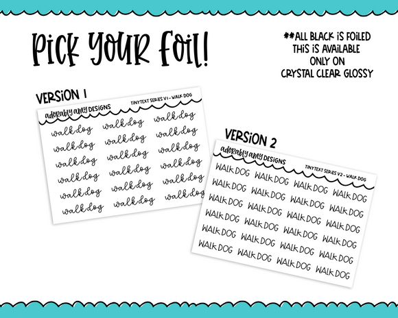 Foiled Tiny Text Series - Walk Dog Checklist Size Planner Stickers for any Planner or Insert