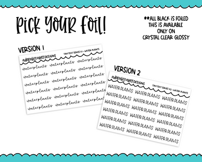 Foiled Tiny Text Series - Water Plants Checklist Size Planner Stickers for any Planner or Insert