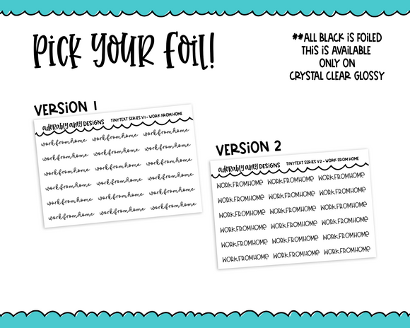 Foiled Tiny Text Series - Work From Home Checklist Size Planner Stickers for any Planner or Insert