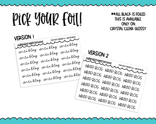 Foiled Tiny Text Series - Write Blog Checklist Size Planner Stickers for any Planner or Insert