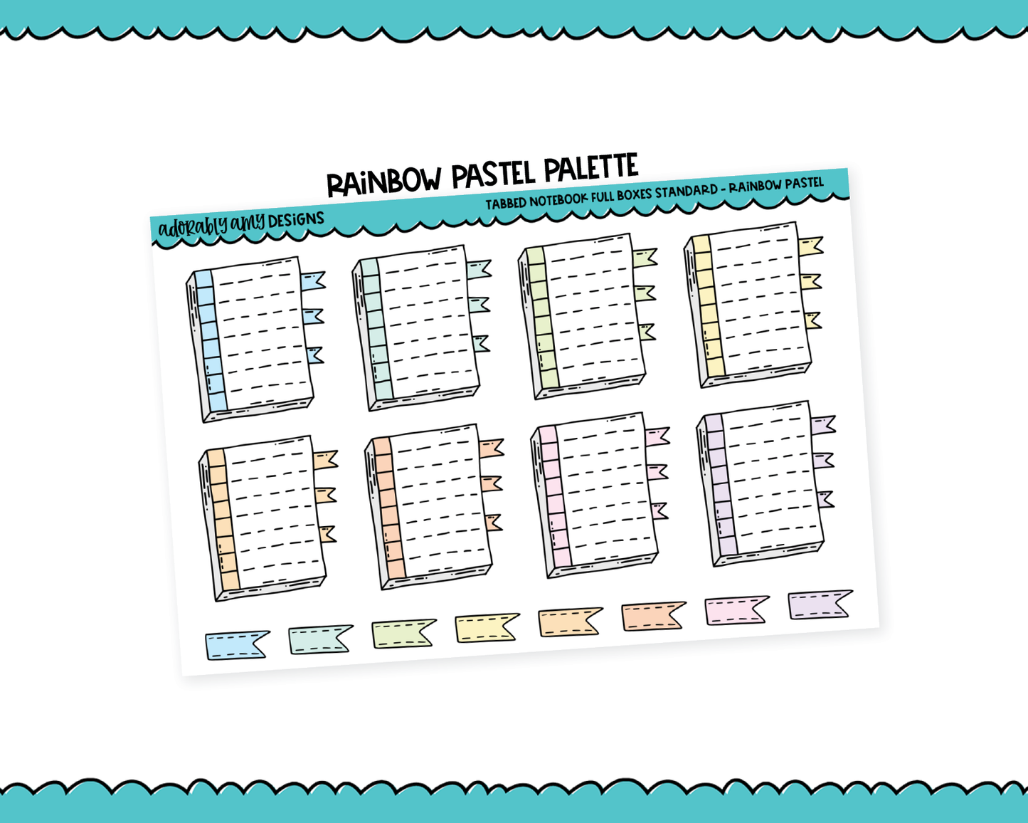 Rainbow Tabbed Notebook Boxes Standard Stickers for any Planner or Insert