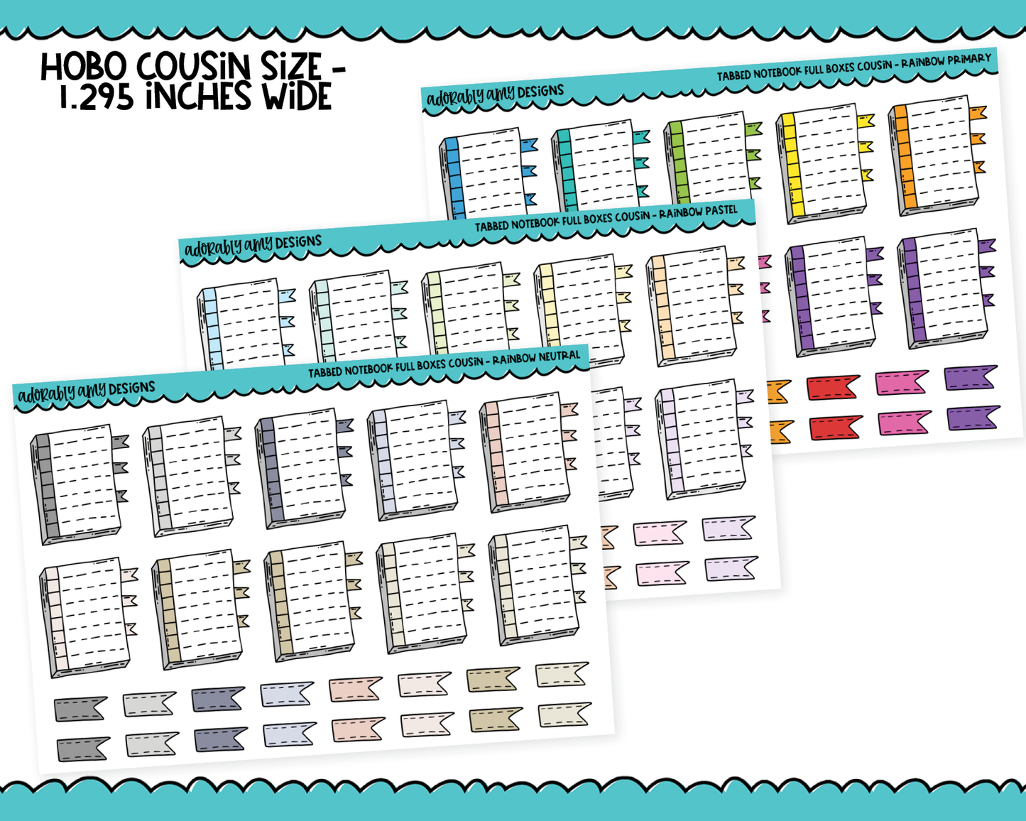 Hobo Cousin Tabbed Notebook Boxes Planner Stickers for Hobo Cousin or any Planner or Insert