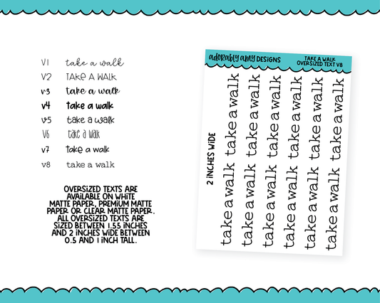 Oversized Text - Take a Walk Large Text Planner Stickers