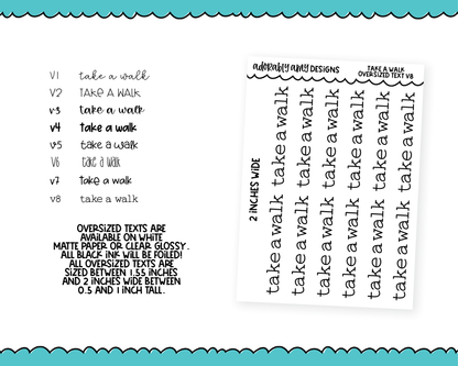 Foiled Oversized Text - Take a Walk Large Text Planner Stickers