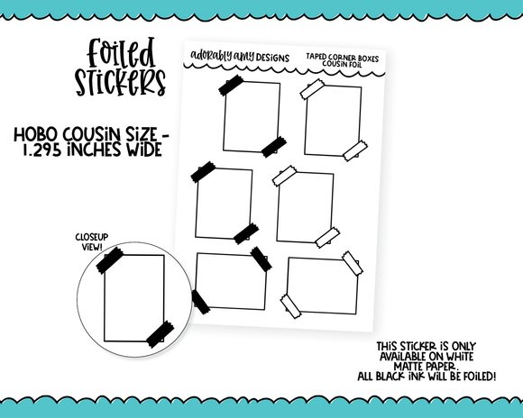 Foiled Hobo Cousin Taped Corner Full Boxes Planner Stickers for Hobo Cousin or any Planner or Insert