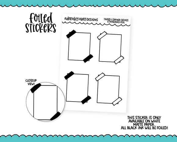 Foiled Taped Corner Full Boxes Standard Size Functional Decorative Planner Stickers for any Planner or Insert