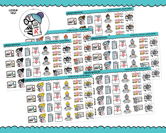 Doodled Planner Girls Character Stickers Teacher Sampler Decoration Planner Stickers for any Planner or Insert