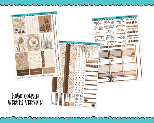 Hobonichi Cousin Weekly Thankful Neutral Thanksgiving Themed Planner Sticker Kit for Hobo Cousin or Similar Planners