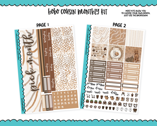 Hobonichi Cousin Monthly Pick Your Month Thankful Neutral Thanksgiving Themed Planner Sticker Kit for Hobo Cousin or Similar Planners