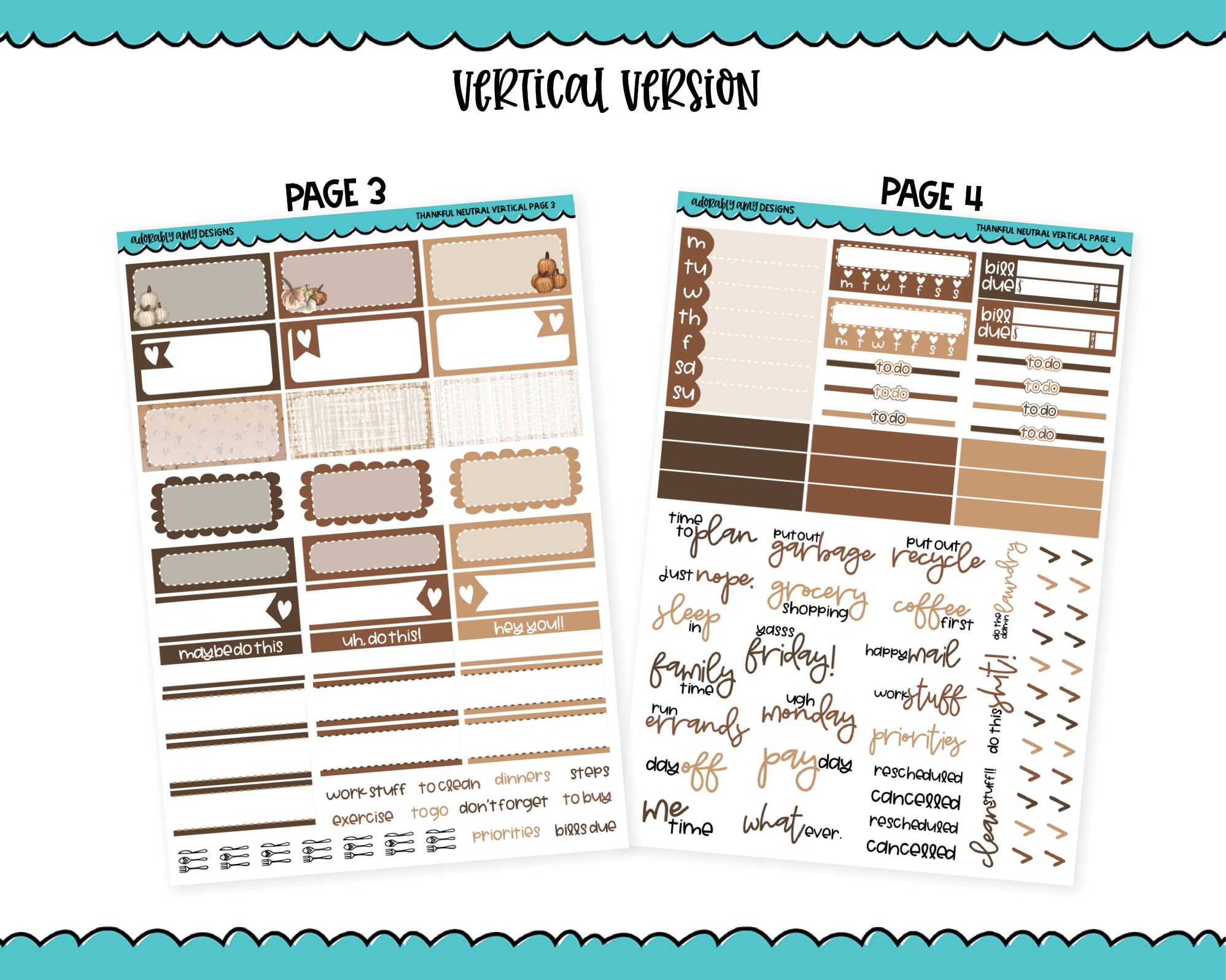 Journaling Kit Thankful Neutral Thanksgiving Day Planner Sticker Kit i –  Adorably Amy Designs
