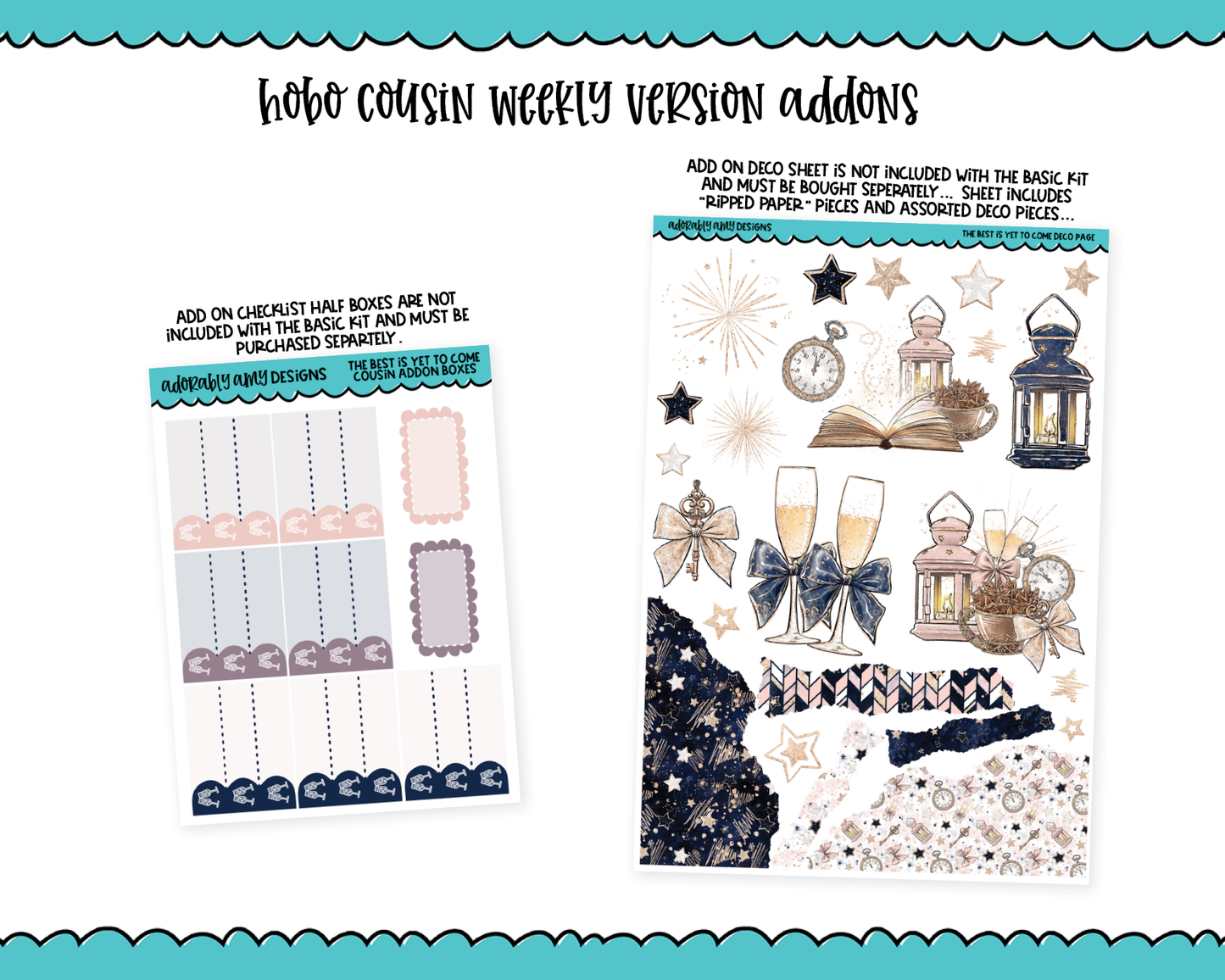 Hobonichi Cousin Weekly The Best is Yet to Come New Year's Themed Planner Sticker Kit for Hobo Cousin or Similar Planners