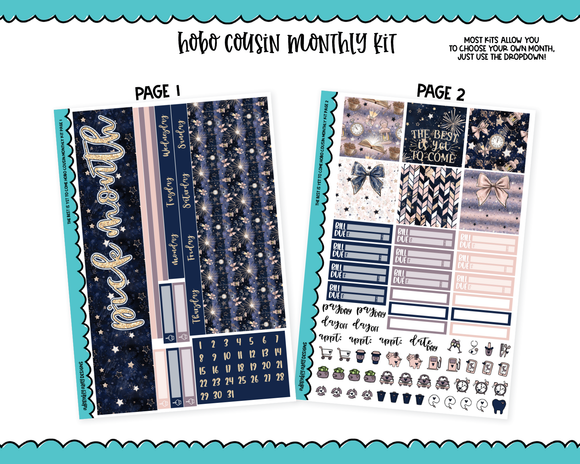 Hobonichi Cousin Monthly Pick Your Month The Best is Yet to Come New Year's Themed Planner Sticker Kit for Hobo Cousin or Similar Planners