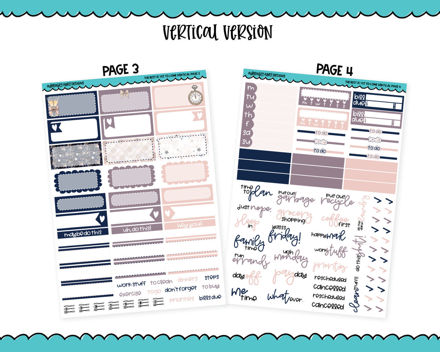 Vertical The Best is Yet to Come New Year's Themed Planner Sticker Kit for Vertical Standard Size Planners or Inserts
