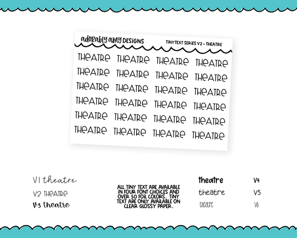 Foiled Tiny Text Series - Theatre Checklist Size Planner Stickers for any Planner or Insert