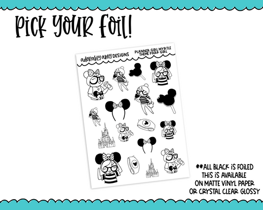 Foiled Doodled Planner Girls Theme Park Planner Stickers for any Planner or Insert