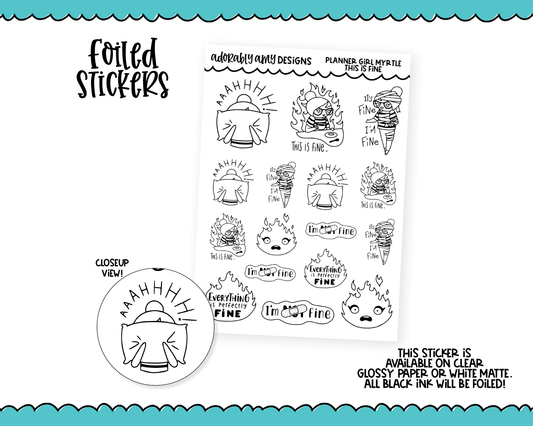 Foiled Doodled Planner Girls This is Fine Decoration Planner Stickers for any Planner or Insert
