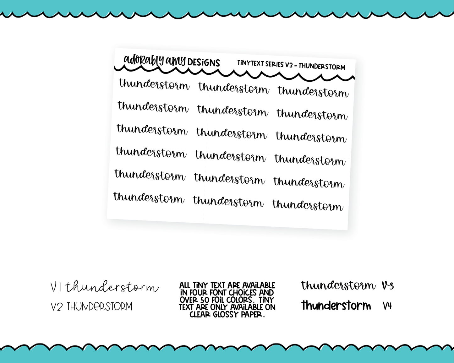 Foiled Tiny Text Series - Thunderstorm Checklist Size Planner Stickers for any Planner or Insert